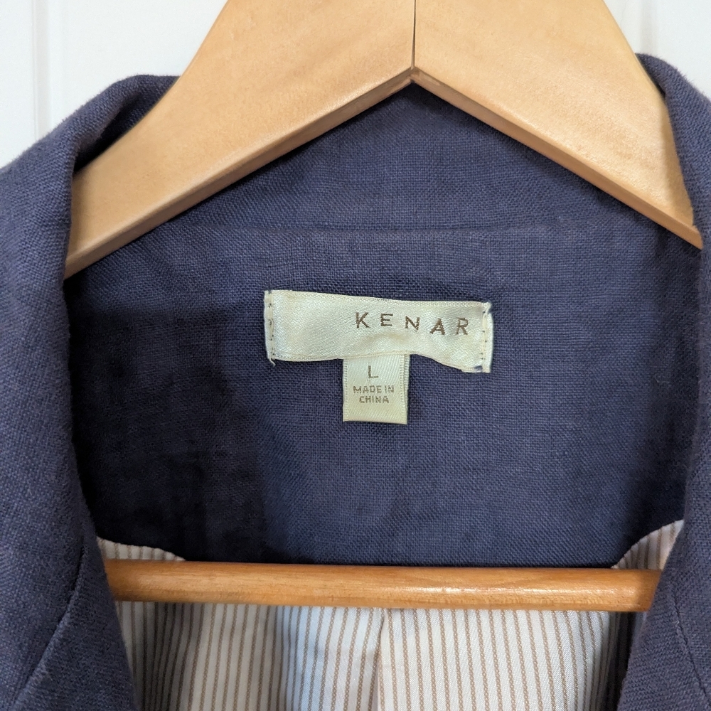 Navy Blue Single-Button 100% Linen Blazer Size Large - Picture 8 of 8